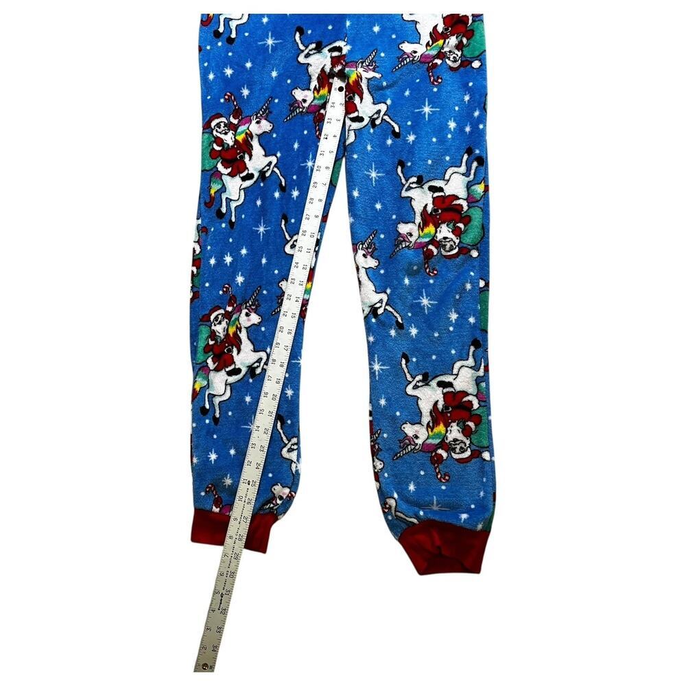 Santa Unicorn Christmas Pajamas One Piece Drop seat Don't Stop Believing size M - Picture 5 of 9